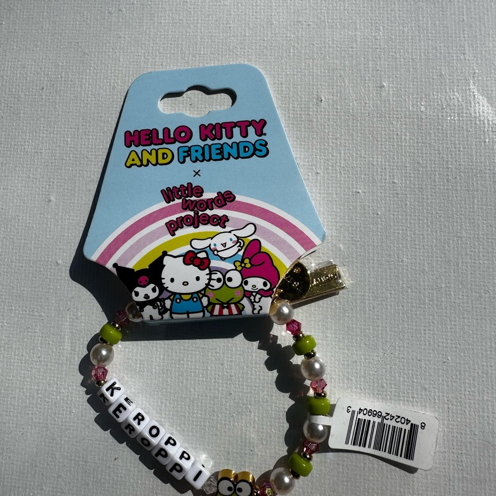 Hello Kitty and Friends Beaded Bracelet White Green & Pink LWP Word KEROPPI L/XL